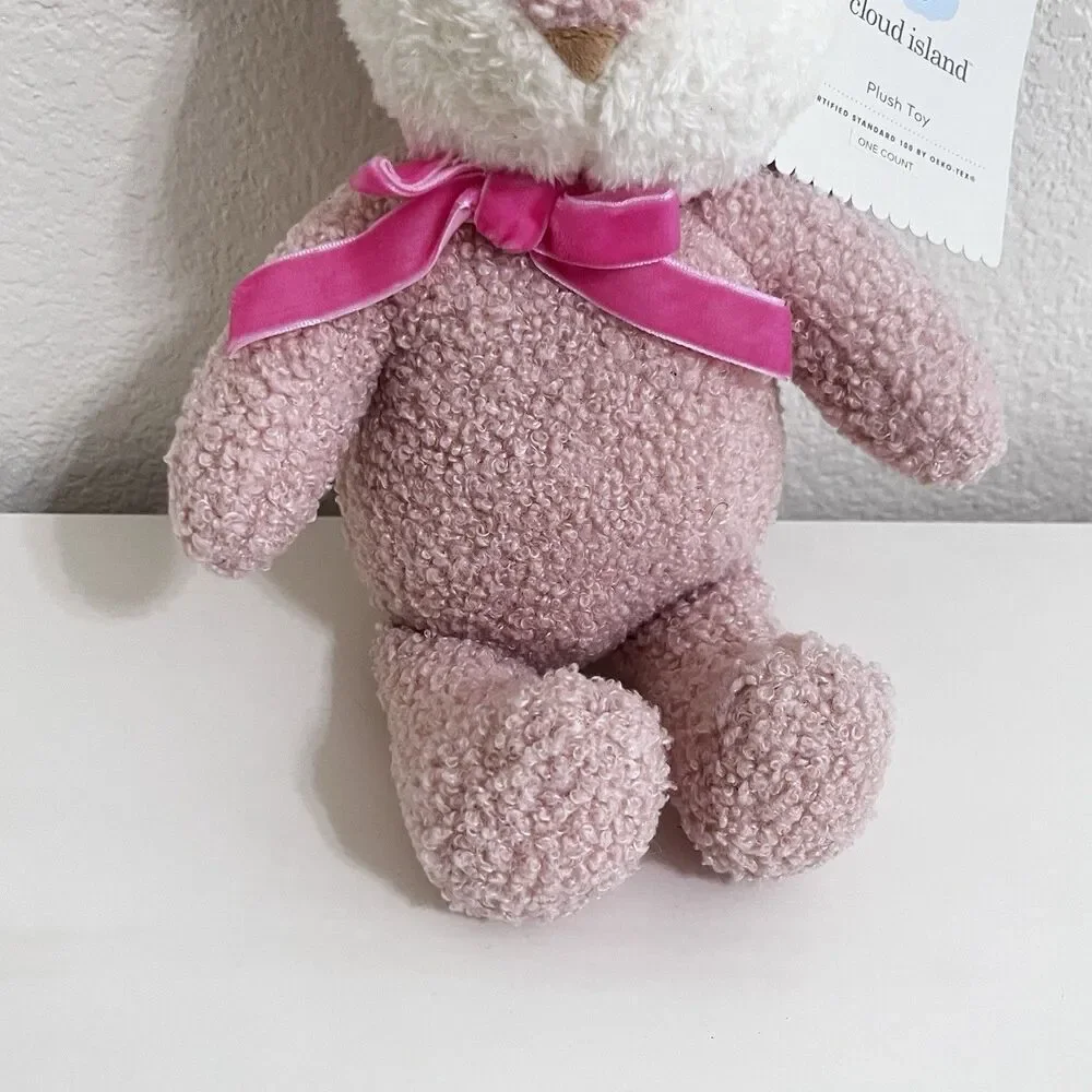 Cloud Island Pink Curly Fur Fawn Deer Plush Lovey with Crown Lovie 12